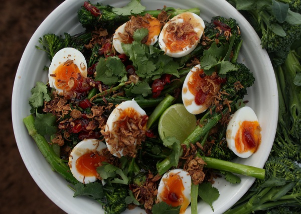 Charred Baby Broccoli and Soft Egg Salad