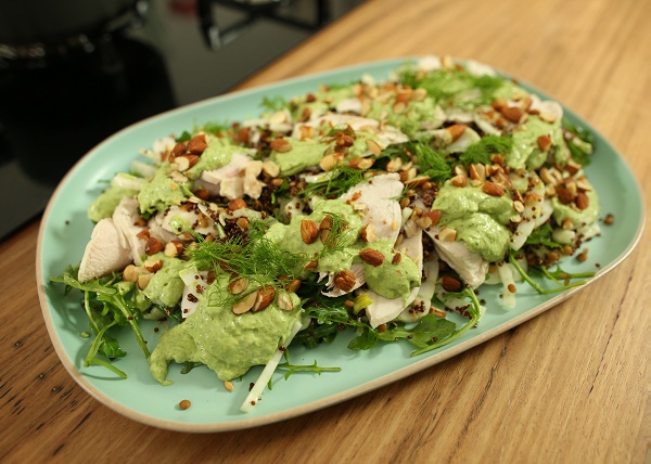 Poached Chicken Salad with Green Goddess Dressing