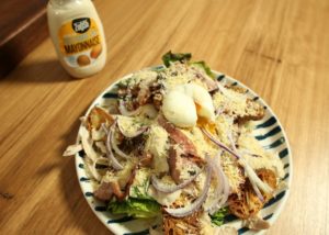 BBQ Chick ceasar wtih charred cos _ tahini dressing recipe - The Cooks Pantry
