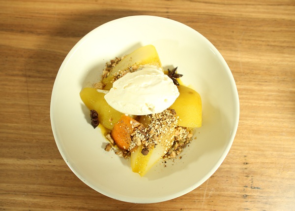 Saffron Poached Pears _ Dukkah recipe - The Cooks Pantry