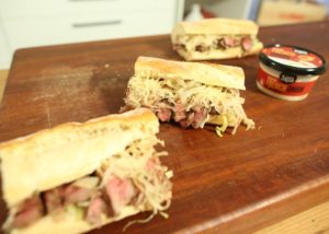 Steak Sandwhich with French Onion Dip and Sauerkraut recipe - The Cooks Pantry