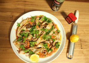 grilled Squid with spicy tom romesco sauce recipe - The Cooks Pantry