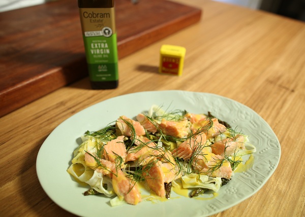 Confit Salmon w Asparagus, Fennel and Hot Mustard Dressing recipe - The Cooks Pantry
