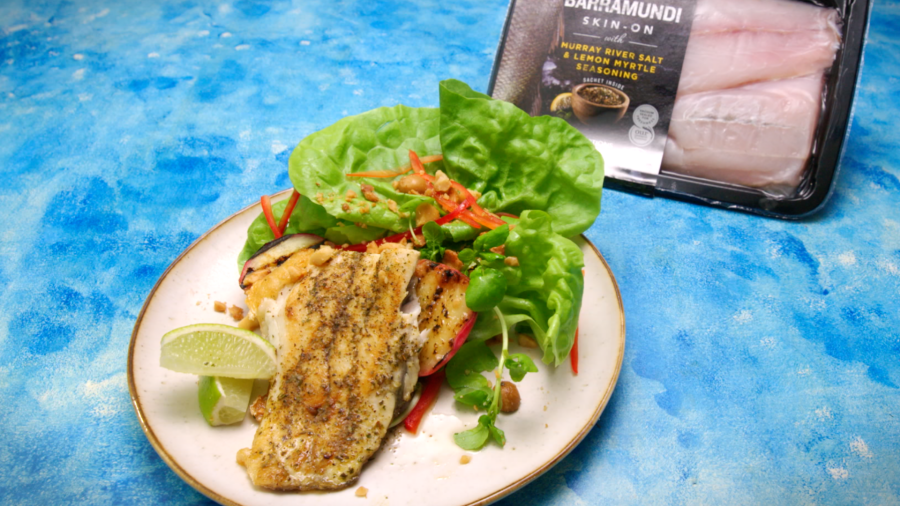 2266 BARRAMUNDI WITH GRILLED PEACH SALAD recipe - the cooks pantry