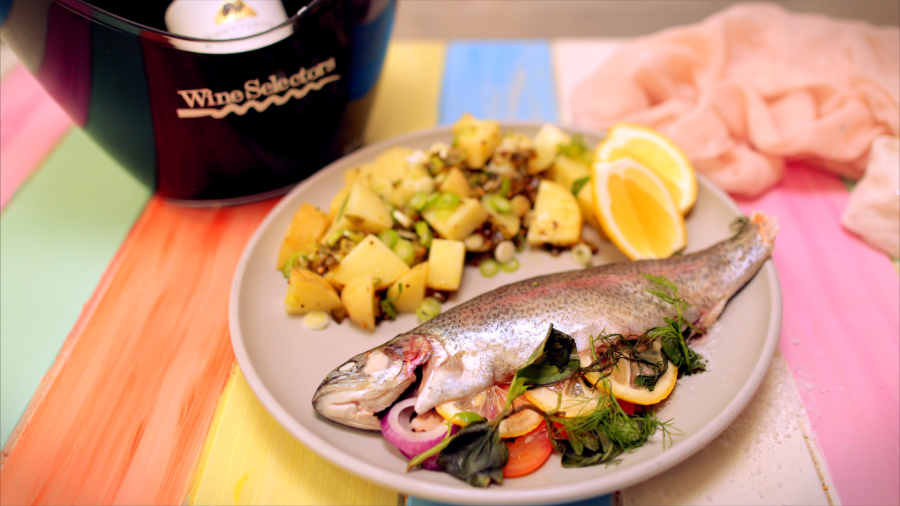 Baked stuffed trout w potato salad recipe - the cooks pantry