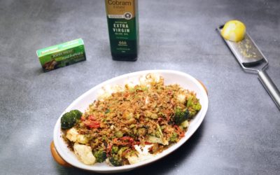 Cauliflower and Broccoli Bake with Green Olive Crumb