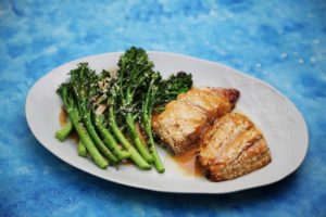 2291 Miso Baked Barra w Grilled baby Broccolini recipe - the cooks pantry